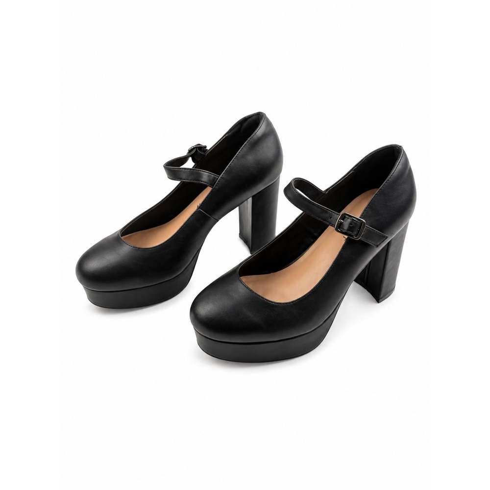 Lane Bryant Vintage Y2K Black Platform Mary Jane Chunky Heels Women's Size 8.5